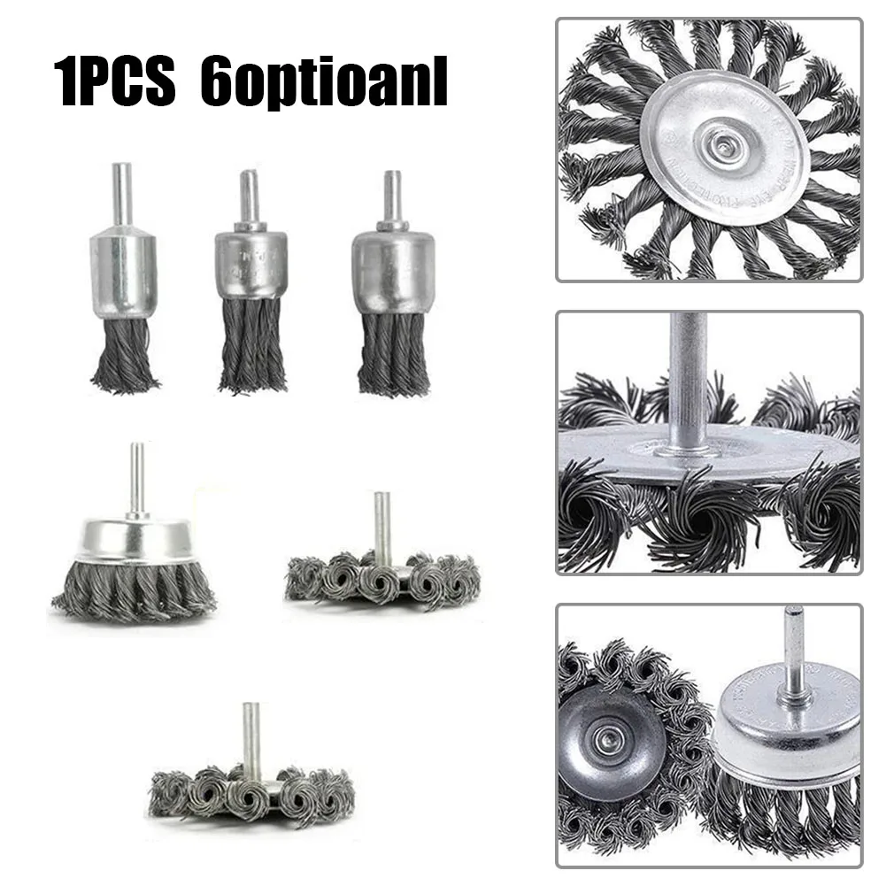 

1PCS Rust Removal Polishing Tools Stainless Steel Wire Wheel Brushes 6mm Shank Polishing Brush Angle Grinder Gadget Rotary Tool