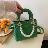 mbti luxurious french crossbody bag ladies 2022 summer fashion pearl chain handbag rhombus shoulder bag for women free shipping