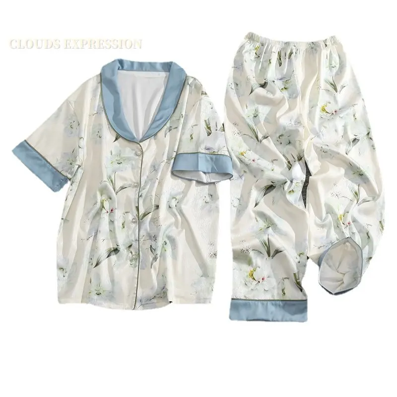 

Пижамный комплект Женский из искусственного шелка и полиэстера, элегантная пикантная Домашняя одежда, повседневная Роскошная Пижама, одежда для сна, весна-лето