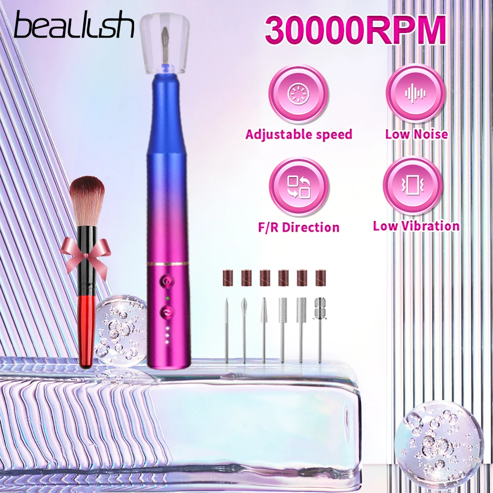 

Beaulush 30000RPM Nail Drill Machine Gradient Color Manicure Machine Electric Nail Sander Milling Cutter Set Nail Salon Tools