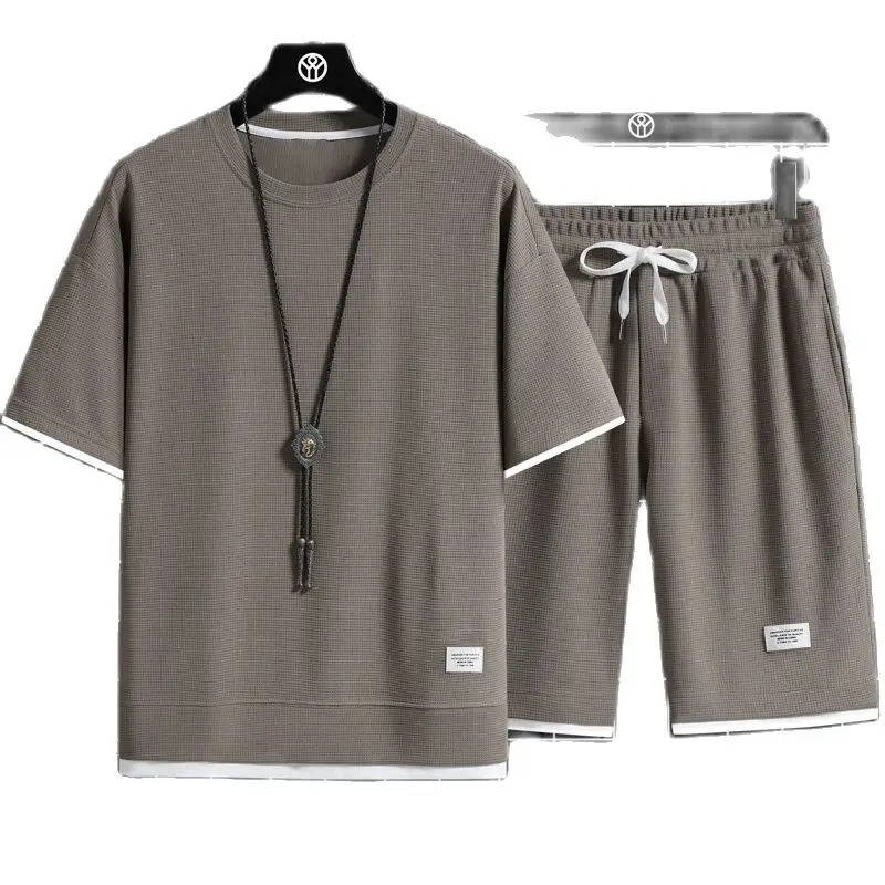 Summer Set Two Piece Linen Men's Casual T-shirt and Shorts Men's Sports Set Fashion Short Sleeve Sports Setpant Sets