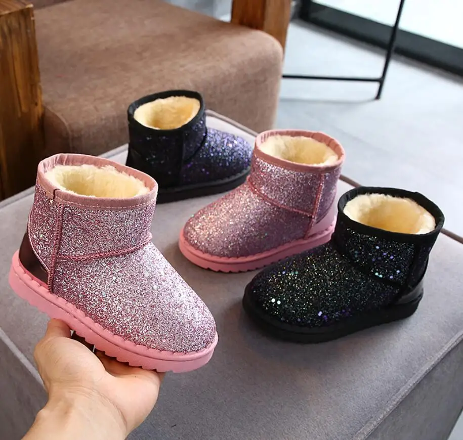 

2020 Winter Kids Fashion snow boots thick Child cotton shoes warm plush soft bottom baby girls boots winter ski boot for baby