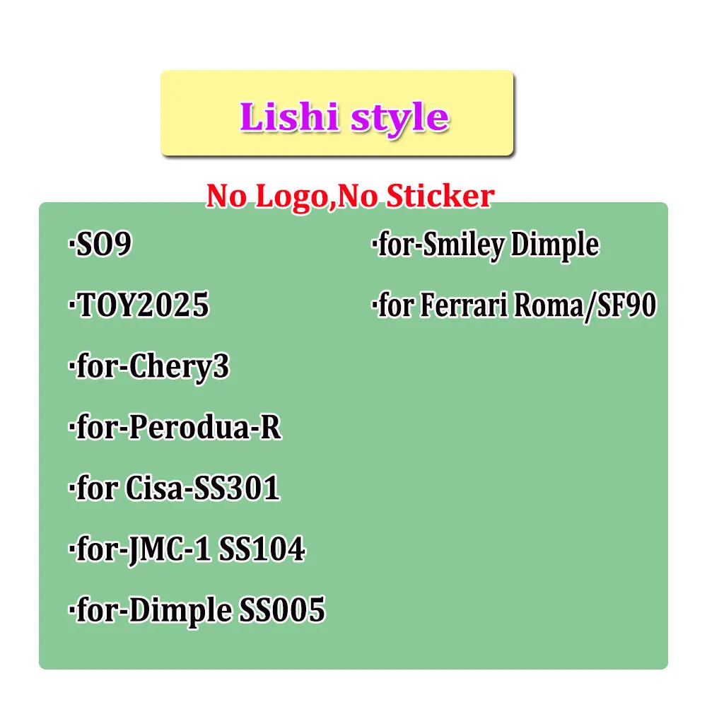 

Lishi Style SO9 TOY2025 для Ferrari Roma/SF90 Perodua-r для Chery3 JMC-1 Dimple, Smiley Dimple для Cisa-SS301 без логотипа без наклейки