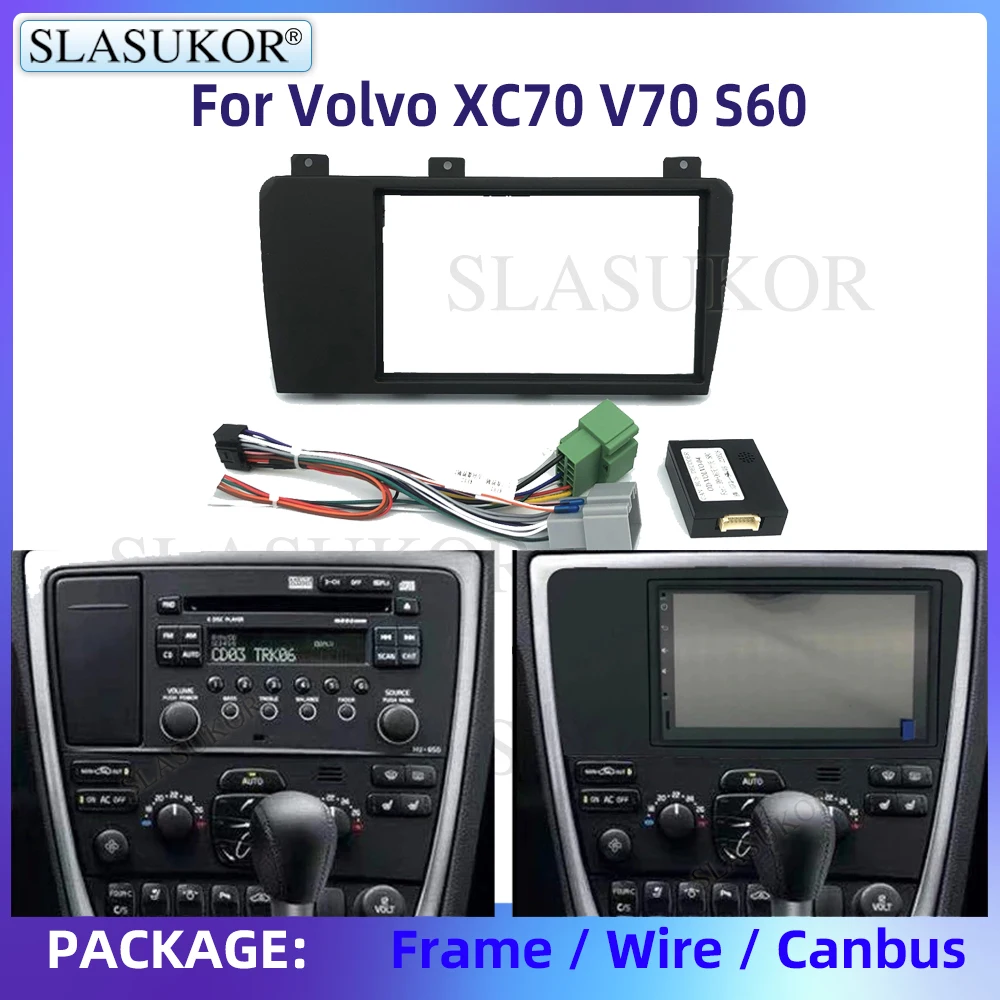 

9 Inch Fascia For Volvo XC70 V70 S60 2004-2009 Car Radio Panel Player Audio Frame Dashboard Mount Kit With Wire