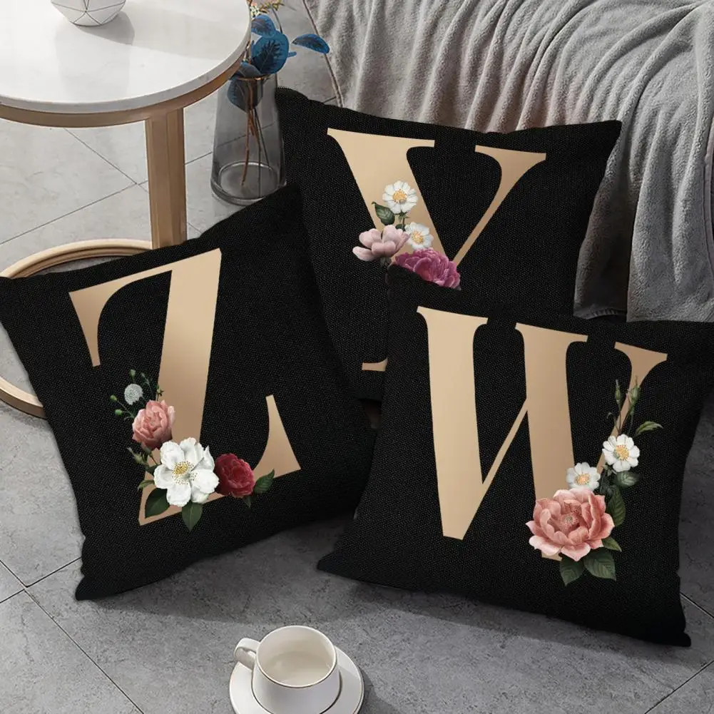 

Pillow Case Breathable Dust-proof Polyester Golden Alphabet Printed Couch Sofa Cushion Slipcover Home Supplies kissenbezug