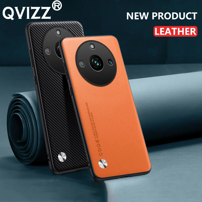 

Luxury Leather Case for Oppo Realme 11 Pro+ Plus Carbon Fiber Soft Edges Hard Armor Shockproof Phone Cover OppoRealme11Pro+Plus