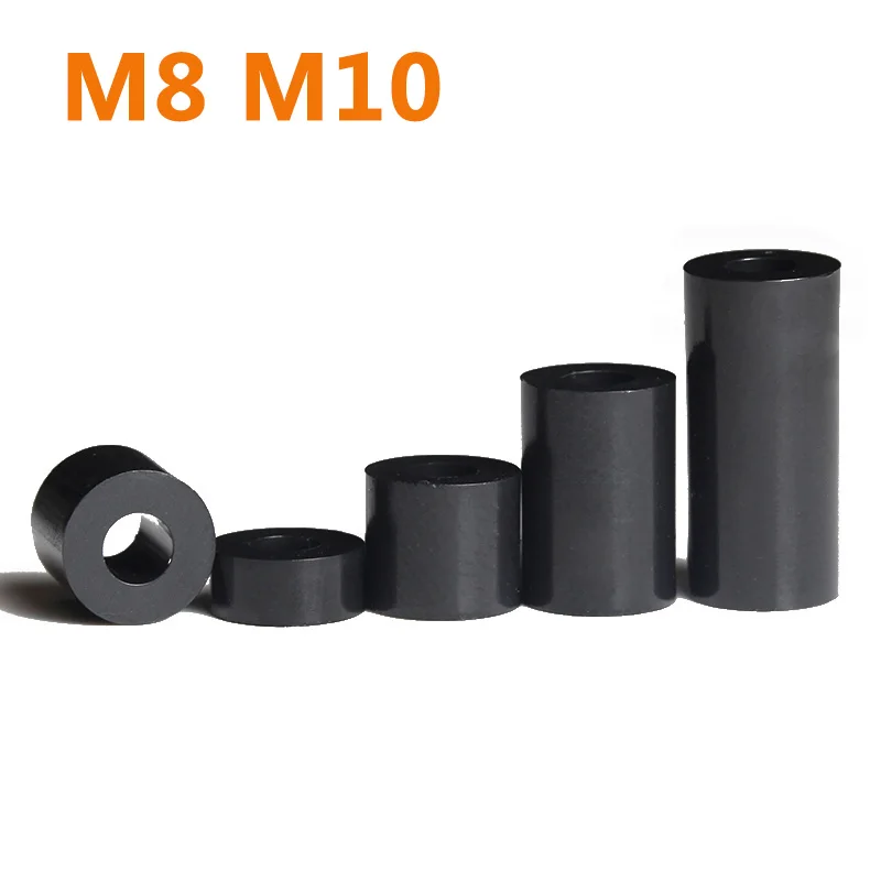 

50/20pcs M8 M10 Black ABS Rround Spacer Standoff Nylon Non-Threaded Spacer Round Hollow Standoff Washer