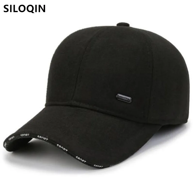 

Snapback Cap Winter Men's Warm Hat Thicken Cold Proof Baseball Cap Woolen Earmuffs Hats Middle-aged Men Casual Sports Caps