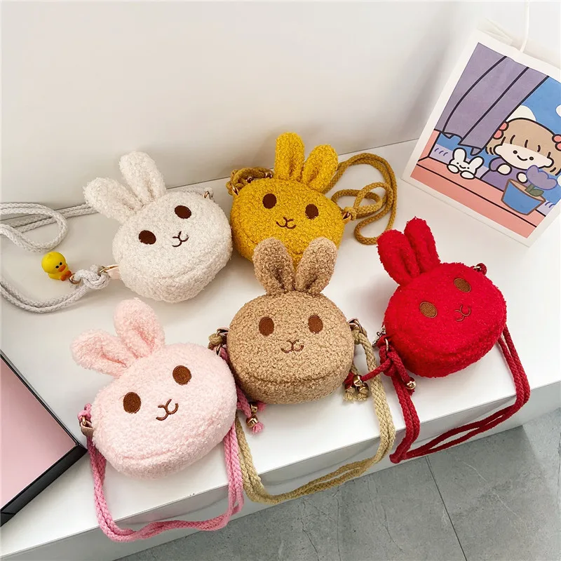 

Cute Rabbit Plush Shoulder Bag Children Cartoon Animal Tiger Messenger Bag Kawaii Boys Girls Plush Coin Purse Backpack