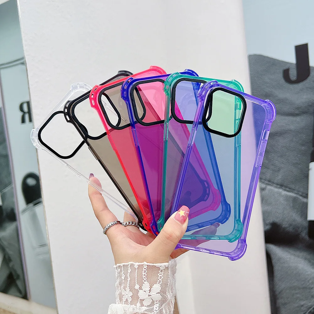 Frosted Simple Solid Color Phone Case for iPhone 11 14 12 13 Pro Max Four-corner Anti-falling Protective Cover