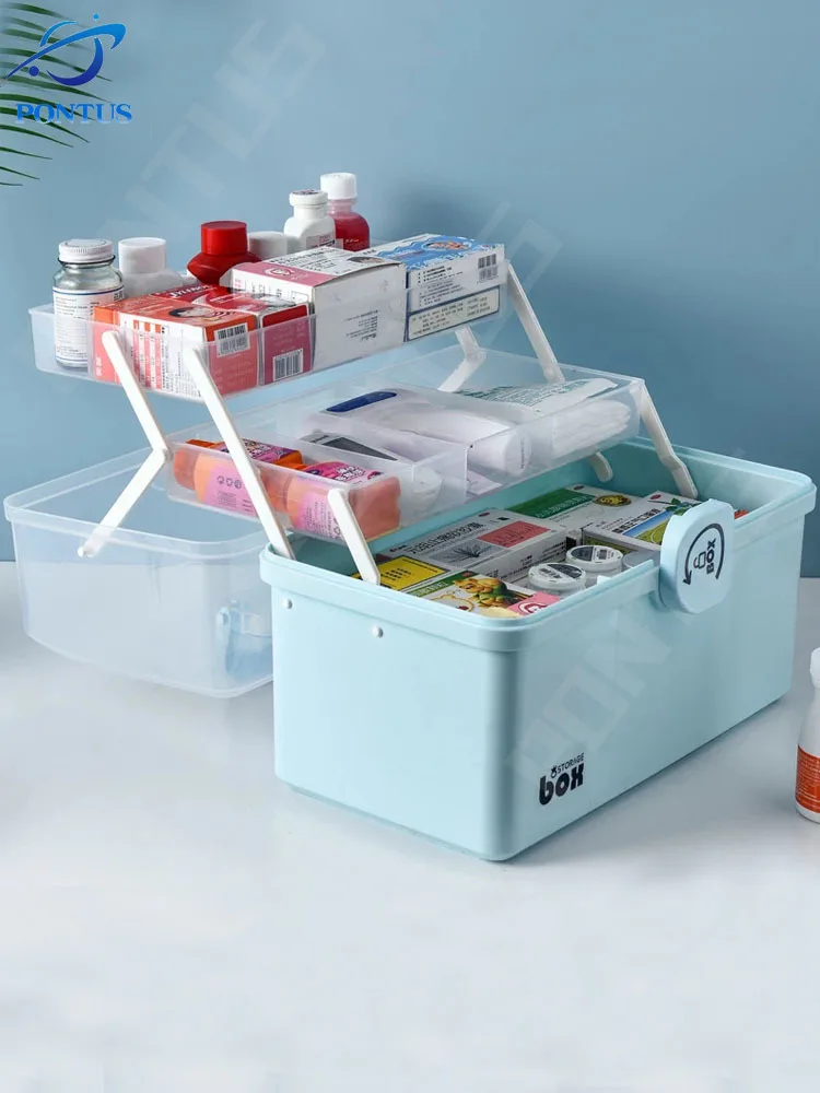 

Medicine Box Portable First Aid Kit Storage Box High Capacity Plastic Family Emergency Kit Boxes Medicine Organizer With Handle