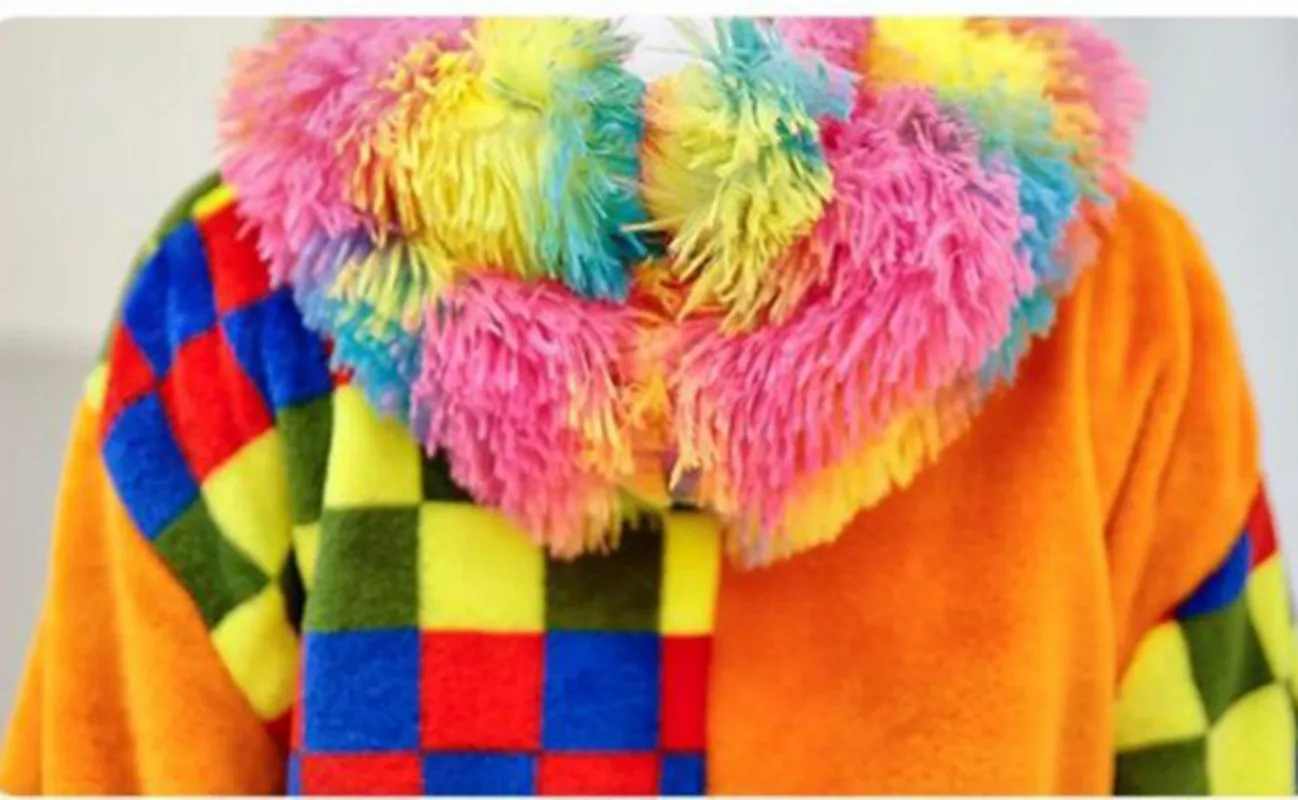 Unisex Winter Warm One-Piece Cartoon Animal Pajamas With Colorful Hat Polyester Comfortable Thick Sleepwear Cosplay Clothes