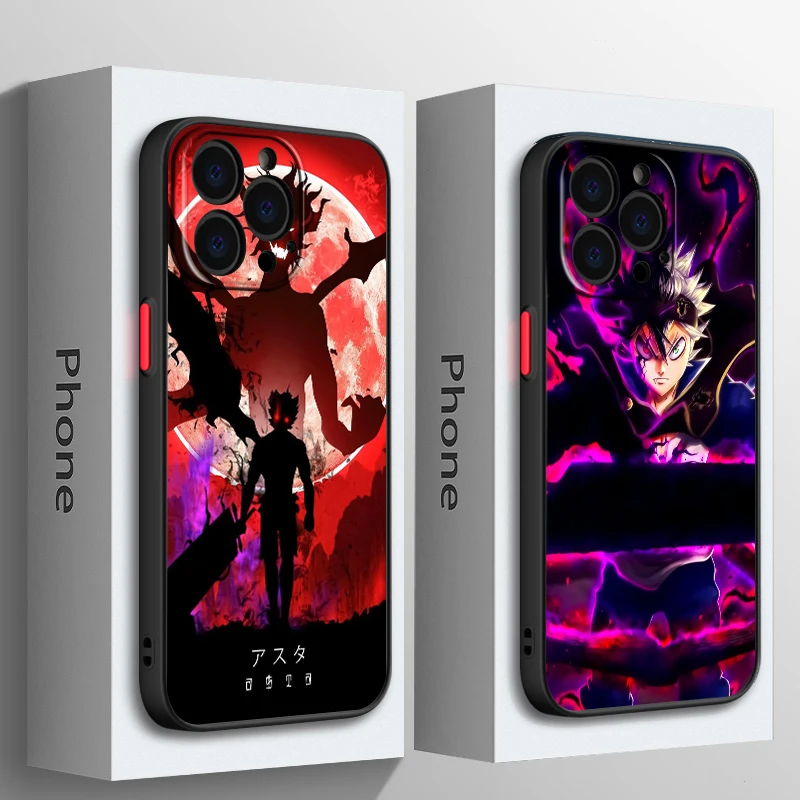 B-черный C-Clover аниме крутой матовый полупрозрачный для Apple iPhone 15 14 13 12 11 XS XR X 8 7 SE Pro Max