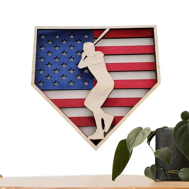 

Бейсбольная стена, деревянные украшения для бейсбола с американским флагом, красочное комнатное украшение для коллекции, сувенир, Новинка