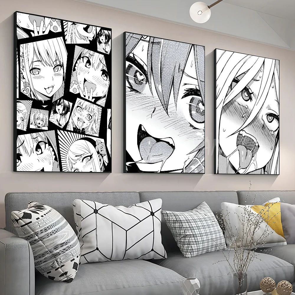 A-Ahegao манга девушка плакат наклейки художественные настенные фрески Декор
