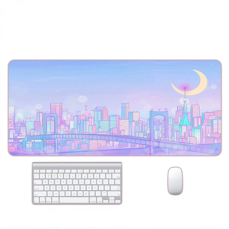 

City Art Computer Mouse Pad Gaming MousePad Gamer Large Mouse Pad Pink Mause Carpet PC Desk Play Mat Keyboard Desk Mat