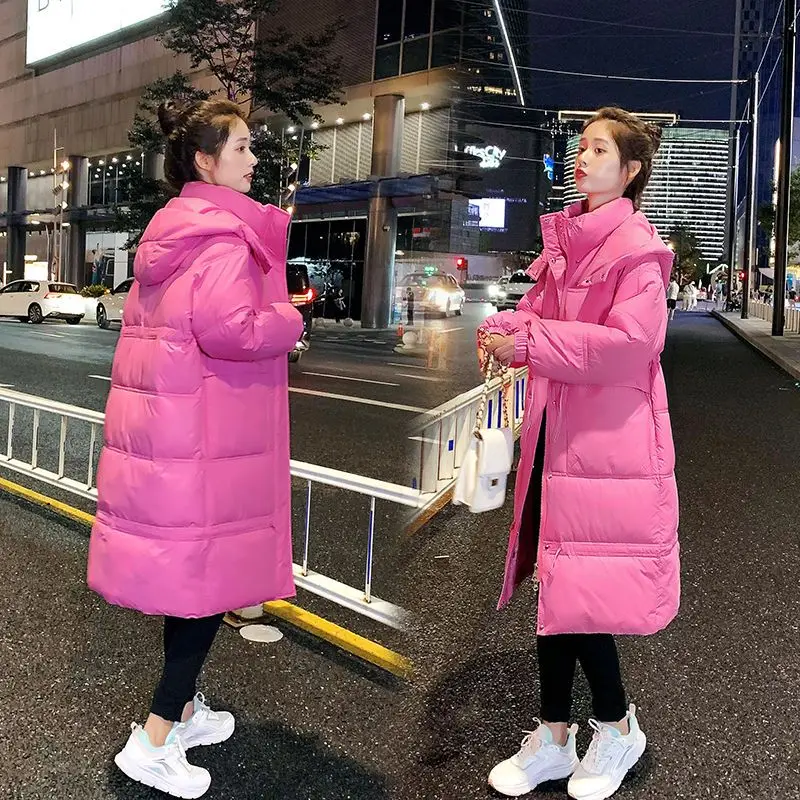 2023 Winter Women Jacket Coats Long Parkas Female Down Cotton Hooded Thick Warm Jackets Windproof Casual Coat Pockets Tops S86