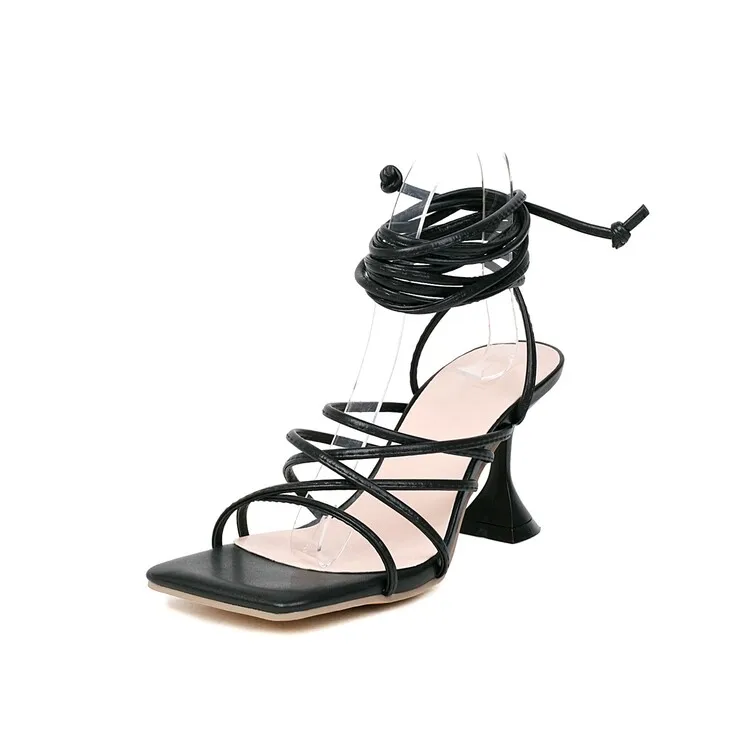 

Big Size Lace up high heel sandals Roman shoes high heels sandals women shoes woman summer ladies