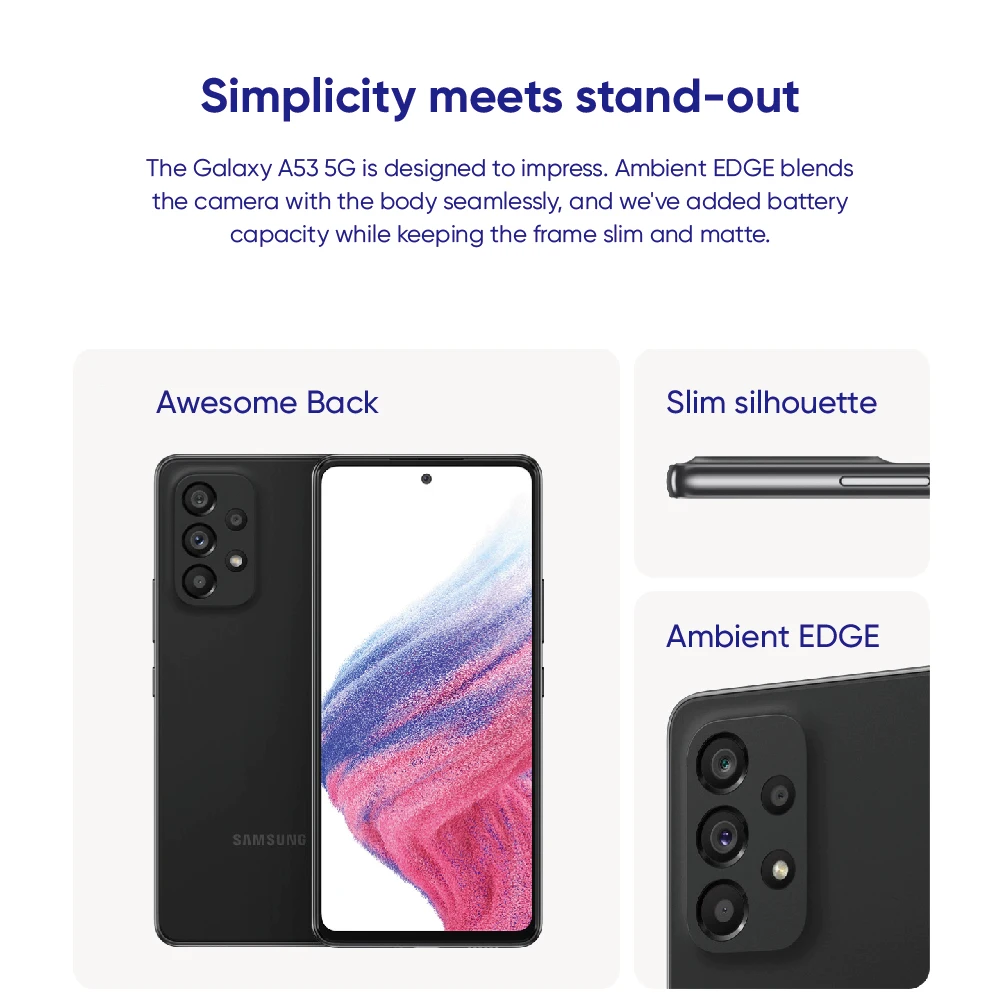 Cena Oryginalny Samsung Galaxy A53 5G Telefon 6.5 ''Exynos 1280 120Hz Super AMOLED 5000mAh 64MP Smartphone 25W Szybkie ładowanie Telefon Komórkowy