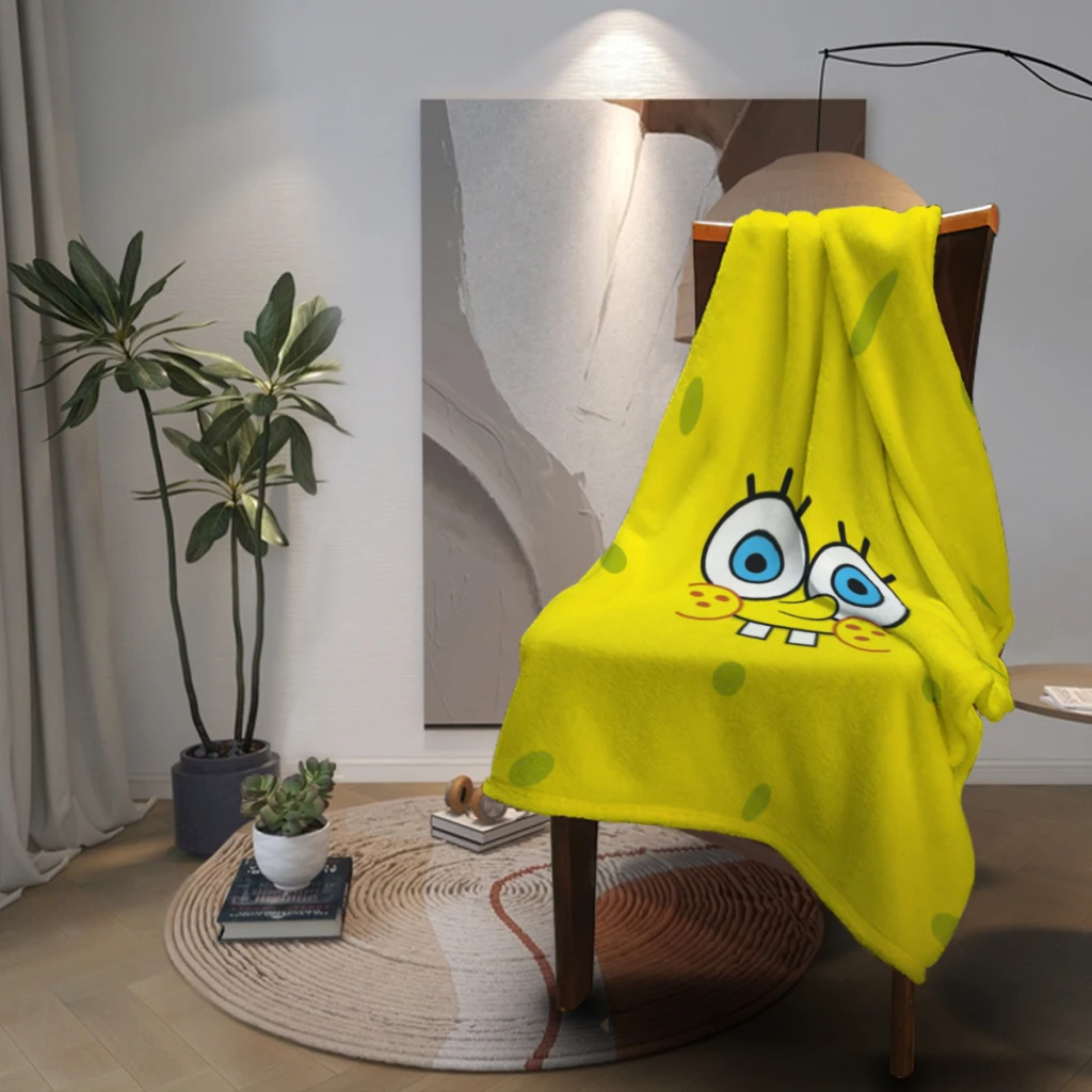 Одеяло Губка Боб с фланцем текстильный декоративный портативный супер мягкий
