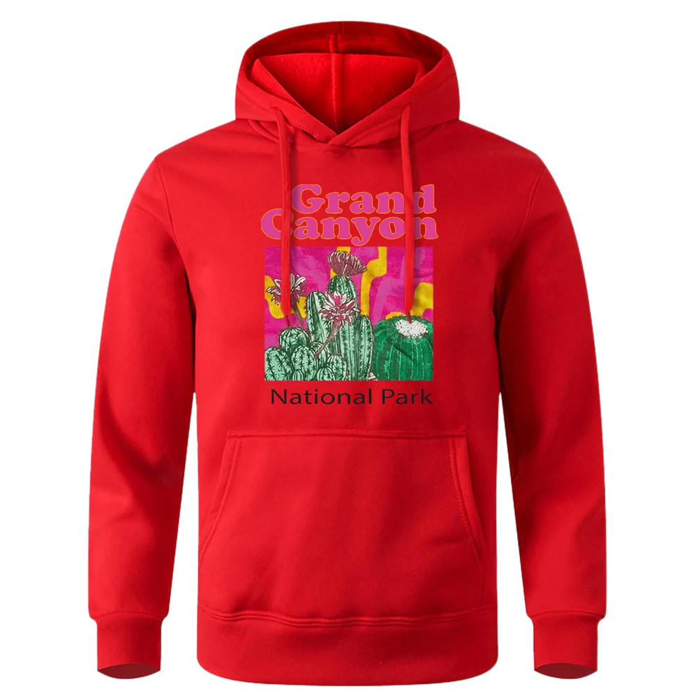 

Grand Canyon National Park Cactus Hoodies Men Breathable Fleece New Hoody Classic Retro Streetwear Casual Novelty Fashion Hooded