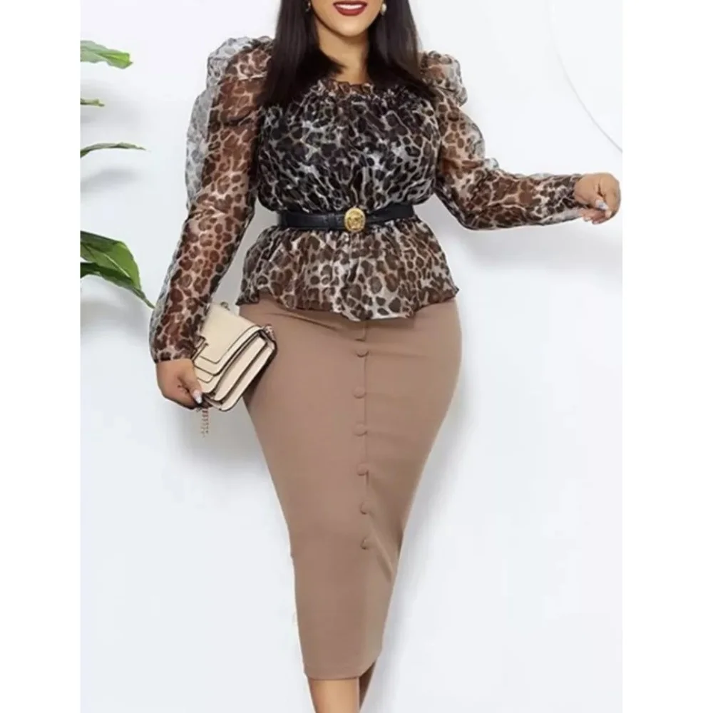

Breathable Tulle Printing Bag Hip Skirt Suit Elegant Style Straight Shoulder Show Slim Stand Collar Women's Suit
