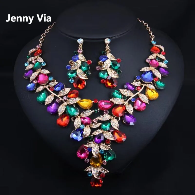 

Jewelry Set for Women Fashion Personality Exaggerated Rhinestone Earrings Necklace Set Dress Party Accessories Trendy New Gifts