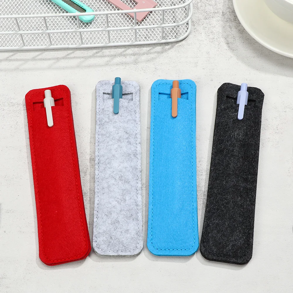 

Felt Pen Pouch Ballpoint Storage Fountain Holder Black Grey Blue Red Durable Simple Stylish Pencil Case Student Gifts Stationery