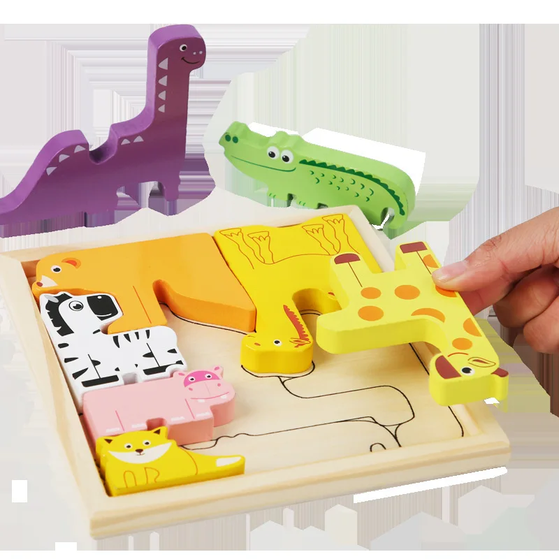 Геометрическая форма пазл раннее образование материал для детей Деревянный 3D