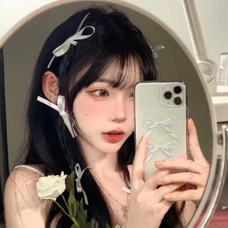 Зажим для волос с тонкой лентой и бантом в Корейском стиле девушек милые заколки