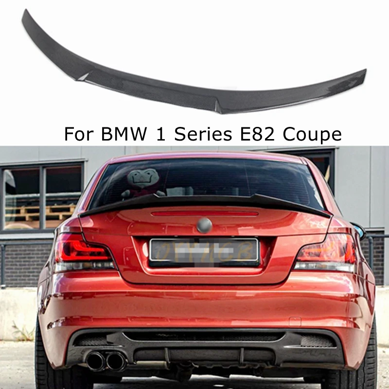 

FOR BMW 1 Series E82 E88 Coupe Sedan M4 Style Carbon fiber Rear Spoiler Trunk wing 2006-2012 FRP Glossy black Forged carbon