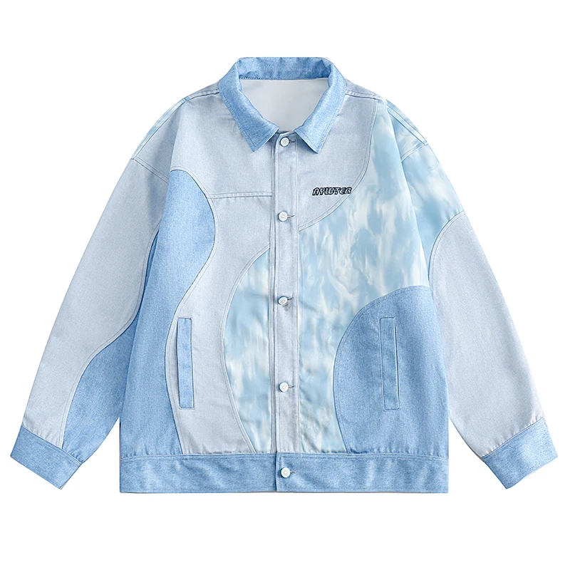 

Autumn Oversize Bomber Jacket Men Patchwork Baggy Coat Fashion Korean Streetwear Button Outerwear Clothing Tops Male Plus Size