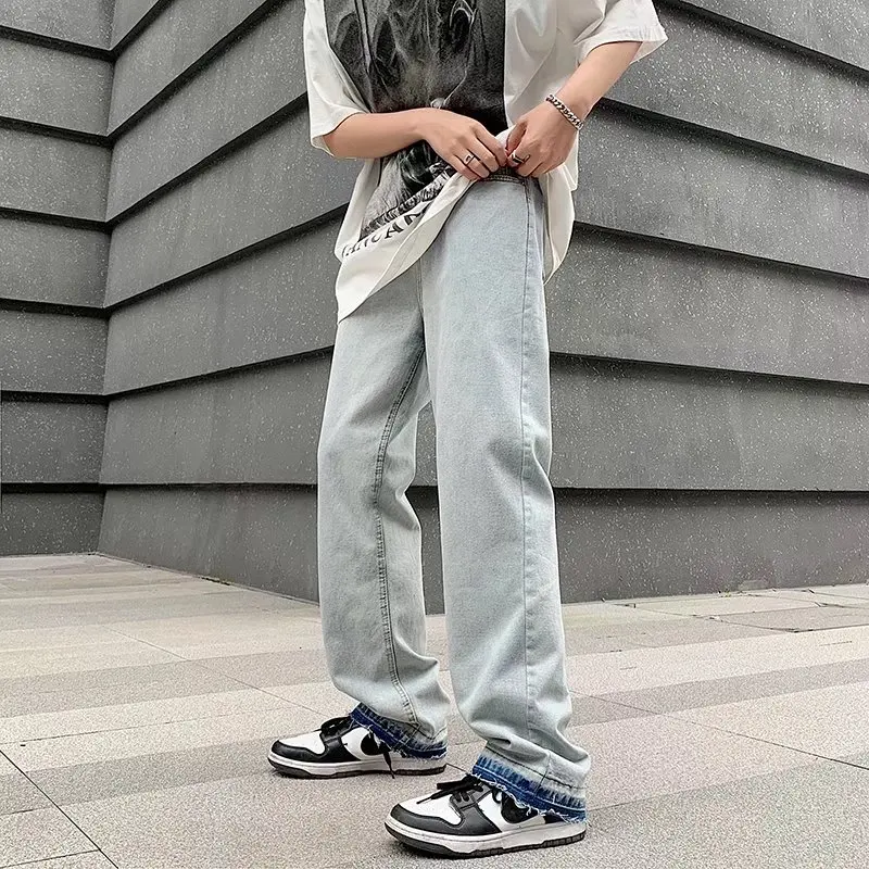 2022 Hosen Herren Letter Print Vintage Men Baggy Jeans Pants Y2K Clothes Distressed Washed Hip Hop Denim Trousers Pantalon Homme