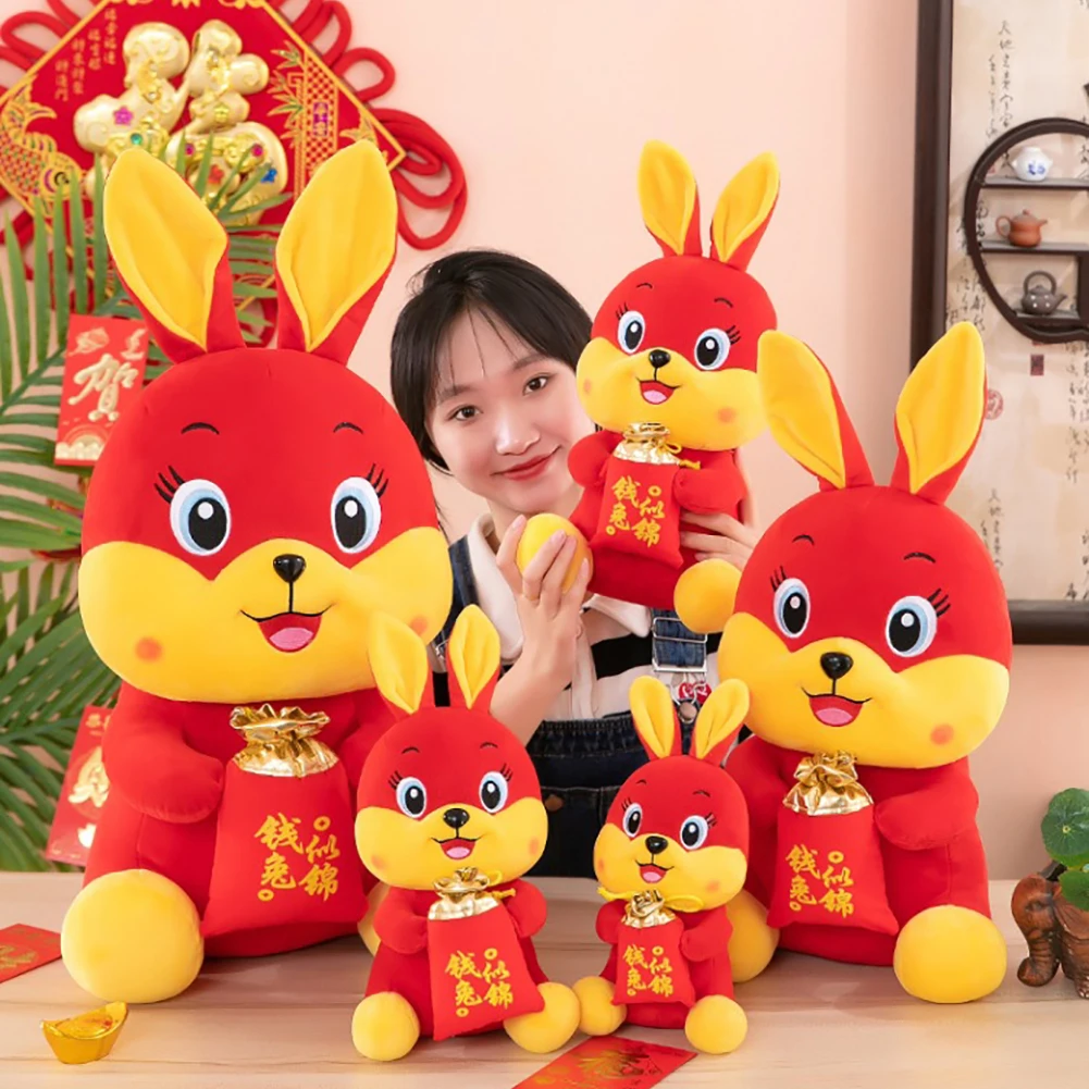 

2023 Chinese Zodiac Fortuna Rabbit New Year Tang Suit Cute Rabbit Home Decor Stuffed Toy Creative New Year Special Gift For Kids