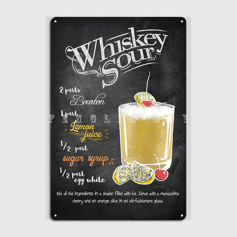 

Whiskey Sour Metal Plaque Poster Club Club Bar Retro Plaques Tin Sign Poster