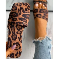 personalized printing slipper women leopard print summer flat heel sandals outdoor sunflower pattern casual woman shoes slides
