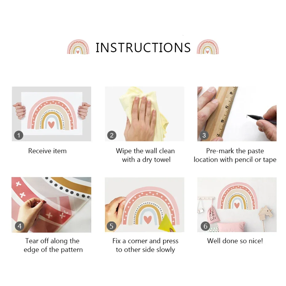 Бохо мультфильм мама ребенок зайчик сердце розовый детская наклейки на стену DIY