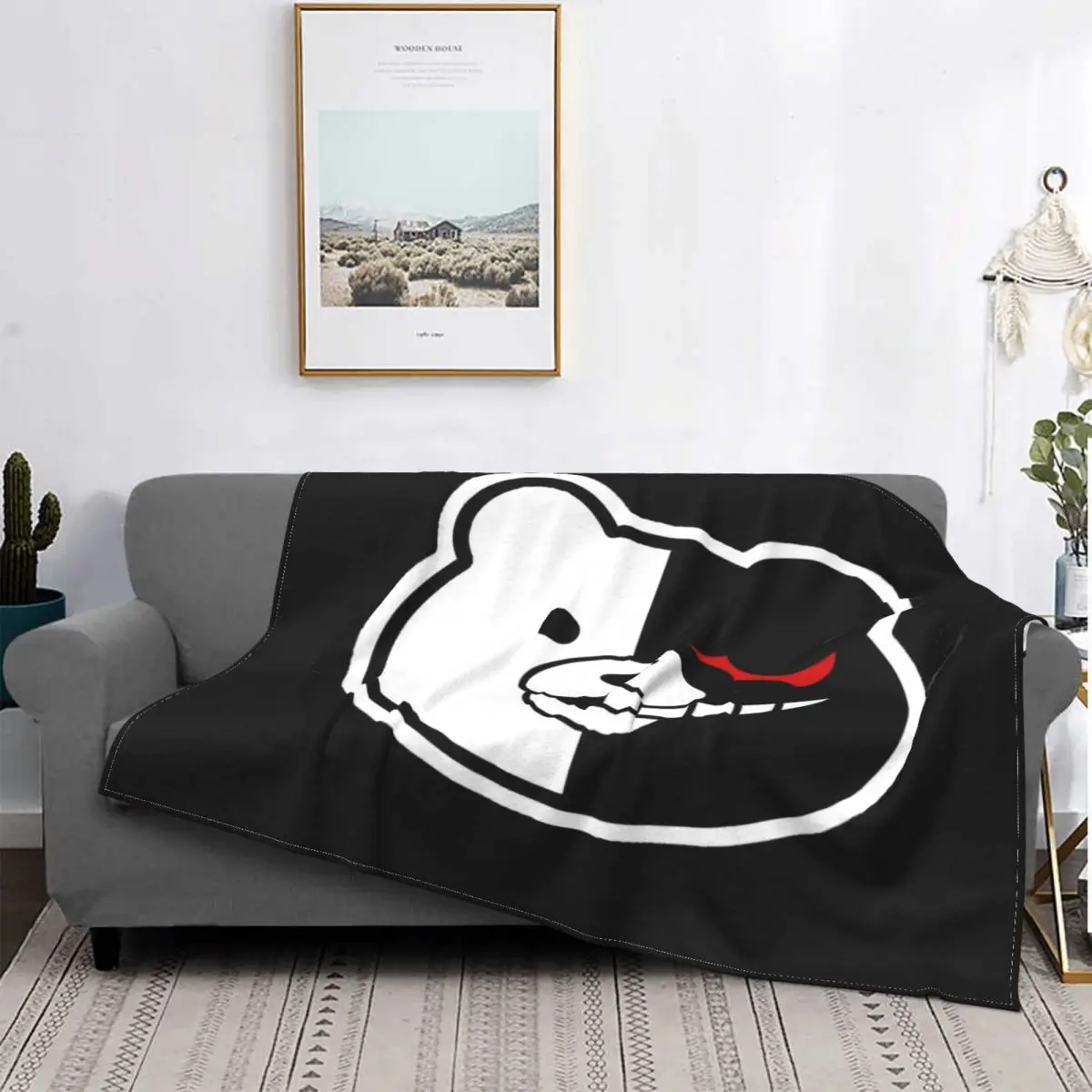 

Dangaronpa-Manta a cuadros para cama, cobertor térmico para sofá, Monokuma