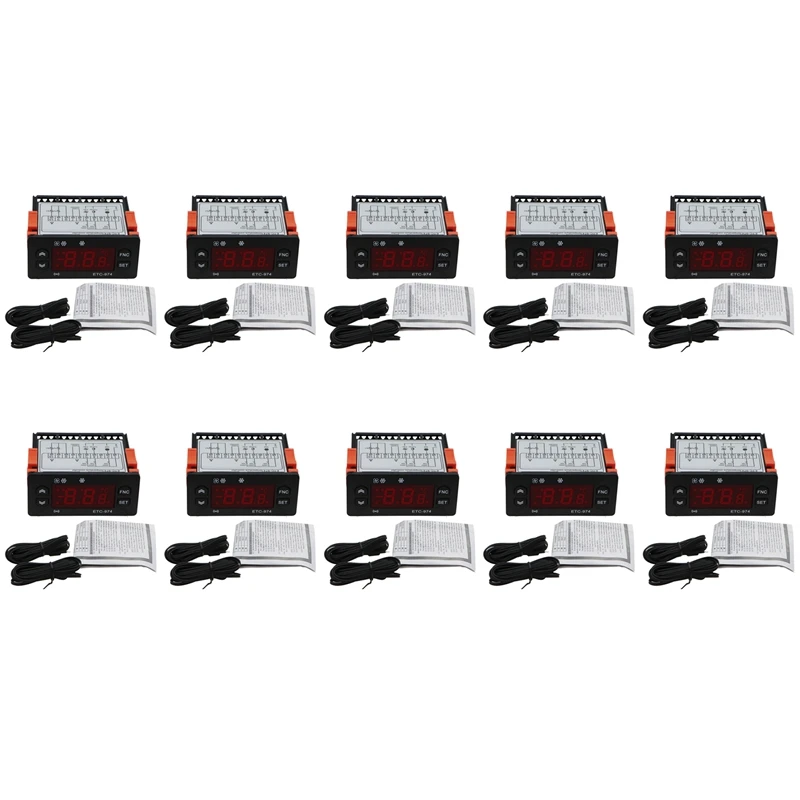 

10X ETC-974 Digital Temperature Controller Microcomputer Thermostats Thermostat Refrigeration Alarm 220V NTC Sensor