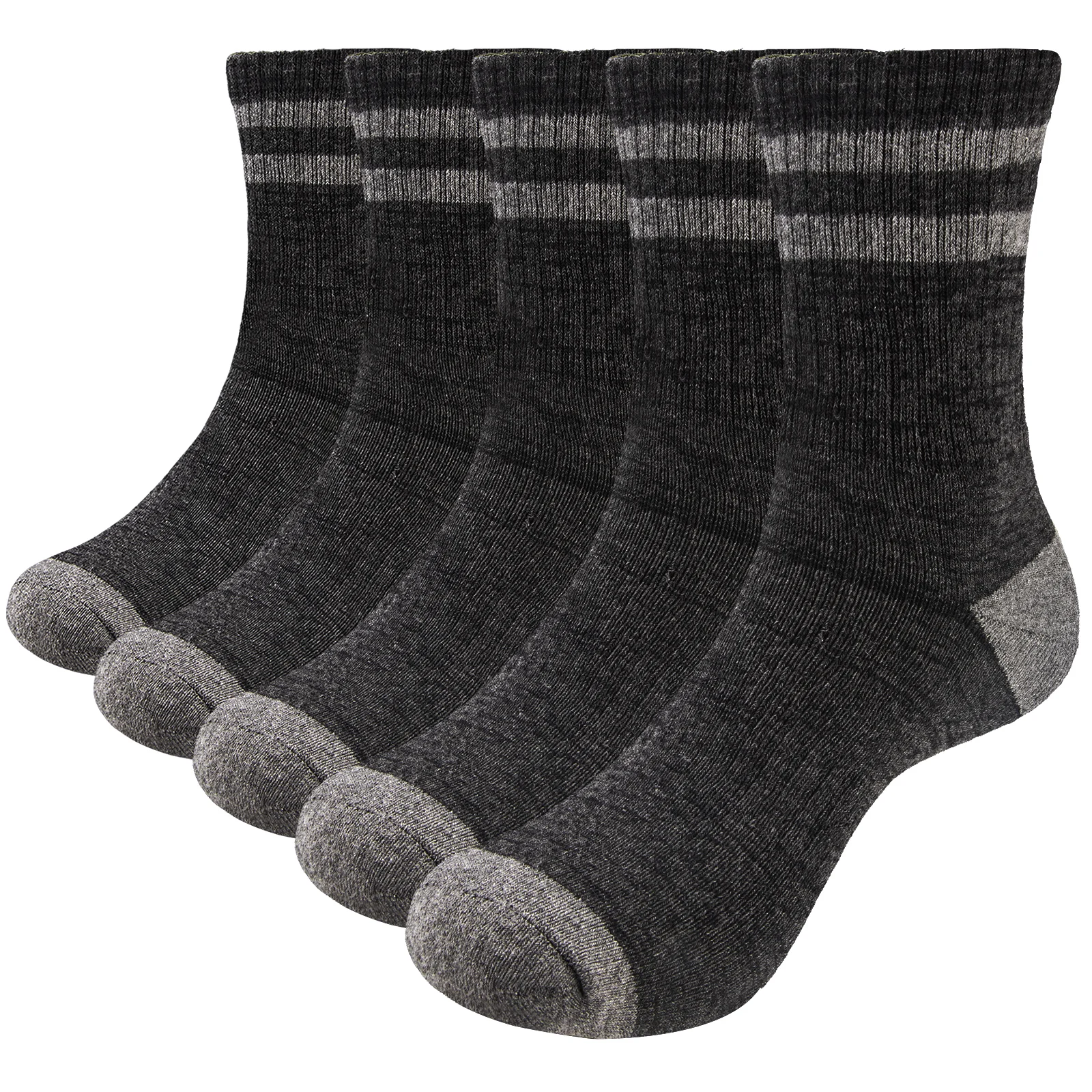 YUEDGE  5 Pairs Men's Cotton Deodorant Winter Warm Breathable Male Thick Casual Cushion Crew Socks EU Size 37-46