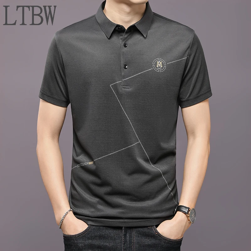 Новая мужская рубашка-поло LTBW с коротким рукавом на весну и лето повседневная