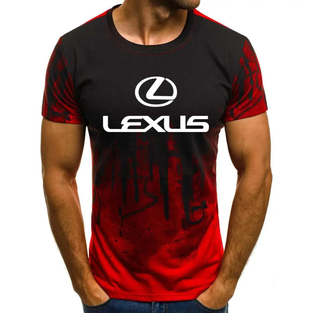 

New gradient male shirt LEXUS car logo printing summer fashion casual short sleeve around neck cotton male t-shirt