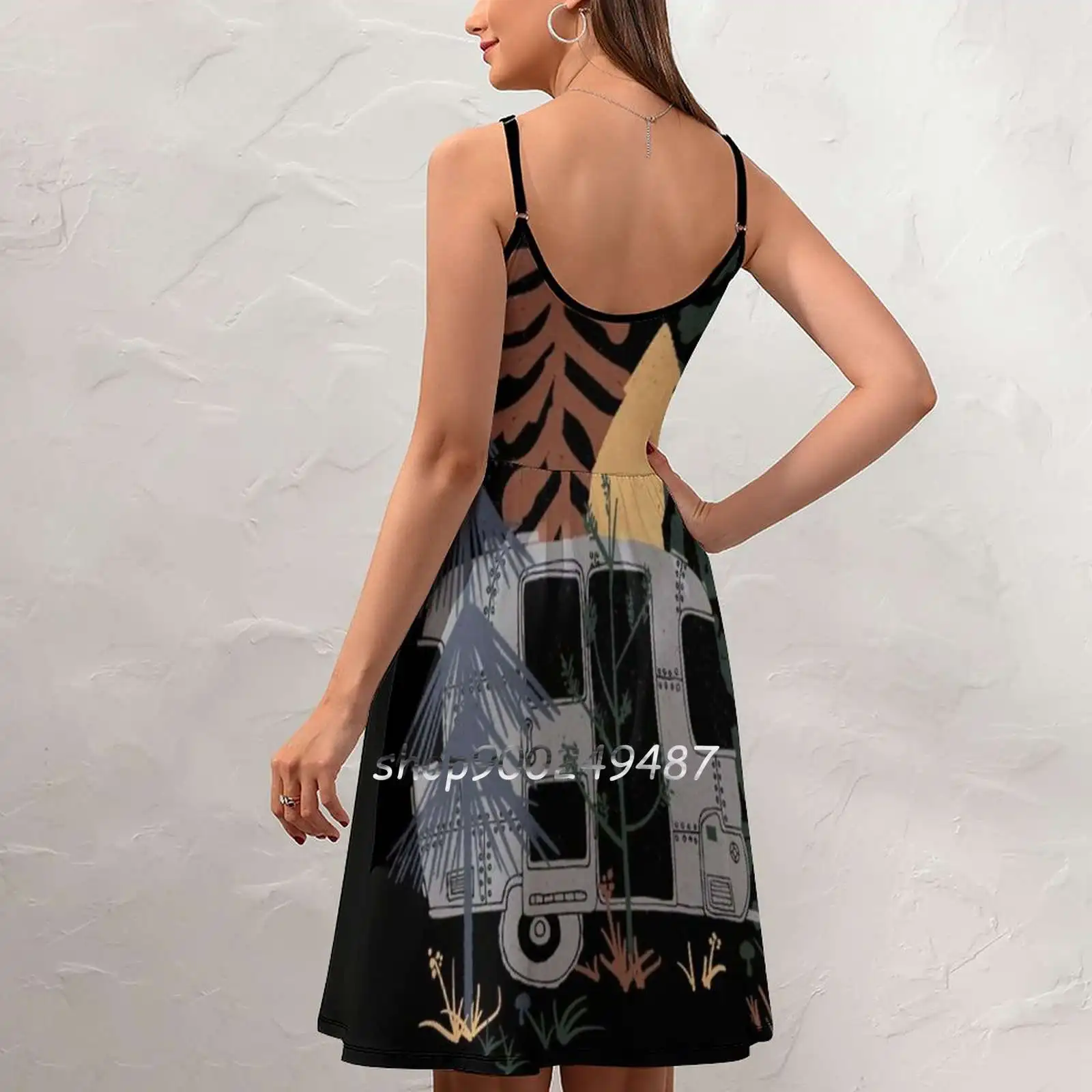 Wild Airstream... Sweet Summer Casual Sling Dresses Korean Women Sexy Sundress Ndtank Nature Wilderness Trees Camp Camping