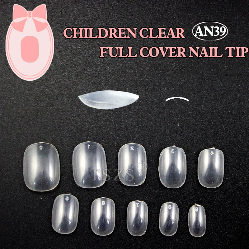 1Bag/Lot * 500Pcs Short Oval Ballerina Clear Natural Color Children Kids Transparent Full Cover Art Salon DIY Fake Nails