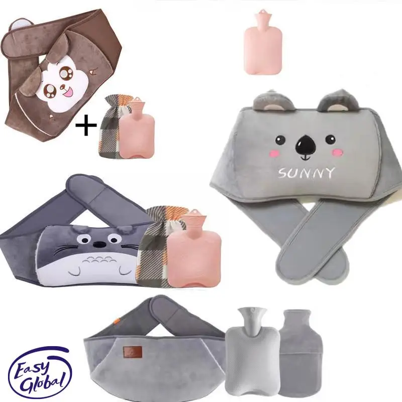 

3PCS/Set Hot Water Bottle Bag Rubber or Warm Plush Pouch Waist Cover Belt with Cover Portable Hand Warmer Home Warming Product A
