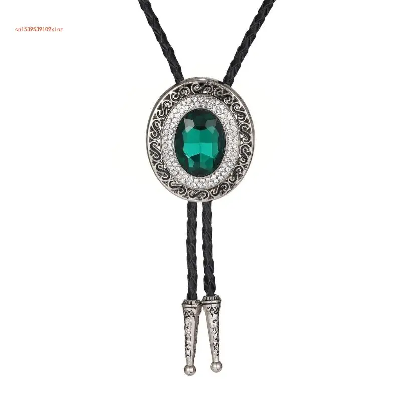 

Alloy Bolo Tie for Men Gemstones Bolo Ties Necktie Rodeos Western Necklace for Teenagers Boys Cowboy Fashion Accessory