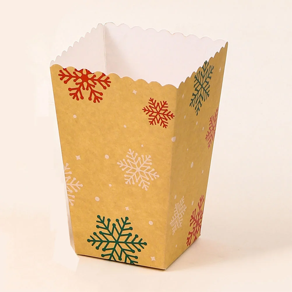 

Christmas Popcorn Box Bowl Disposable Party Containers Cartons Snacks Paper Serving Cups French Fries