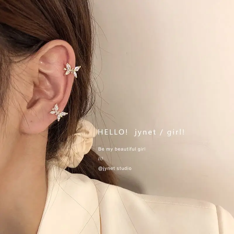 

Niche Temperament Zircon Butterfly Flower Ear Clip Female Japanese Ear Bone Clip Fresh and Small Ear Clip No Pierced Earrings