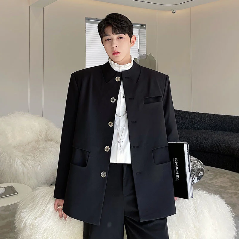 

SYUHGFA Men's Clothing Korean Trend Blazer Long Sleeve Single-breasted Blazers 2022 New Spring Casual Design Suit Coat For Male