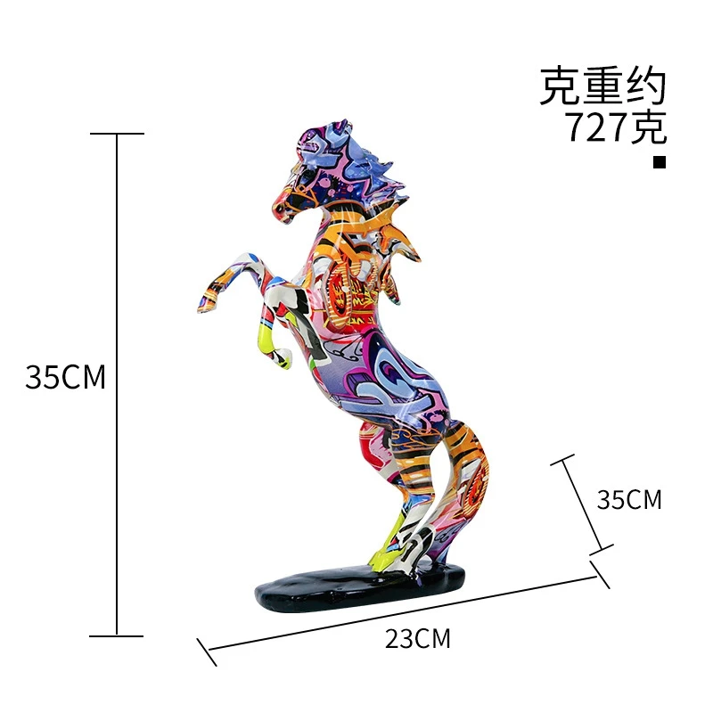 

Color Horse Resin Sculpture Oil Painting Running Horse Figurines Statue Animal Graffiti Crafts Ornaments Home Cabinet Art Decors